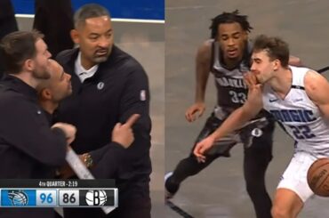 Nets coach heated at Magic players then Claxton ejected for hitting Franz Wagner
