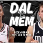 Dallas Mavericks vs Memphis Grizzlies Full Game Highlights | Dec 3 | 2025 NBA Season
