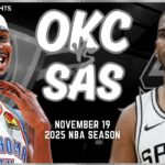 Oklahoma City Thunder vs San Antonio Spurs Full Game Highlights | Nov 19 | 2025 NBA Season