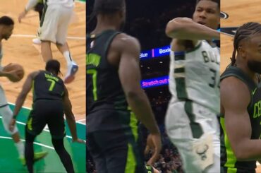 Jaylen Brown calls Giannis too small then has words after Giannis throws elbow 😳