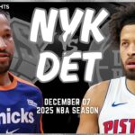 New York Knicks vs Detroit Pistons Full Game Highlights | Dec 7 | 2025 NBA Season
