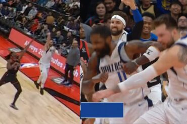Luka Doncic has Kyrie and Klay hyped with one handed buzzer beater from half court