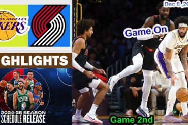 Los Angeles Lakers vs Portland Trail Blazers 2nd QTR Game Highlights | NBA Season Dec 8, 2024