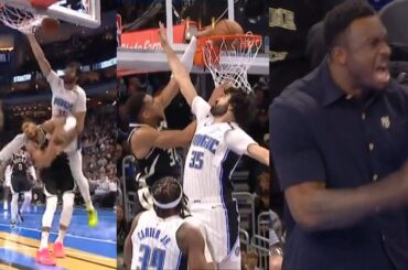 Giannis revenge poster dunk on Goga Bitadze has Thanasis going crazy