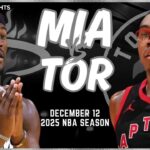 Miami Heat vs Toronto Raptors Full Game Highlights | Dec 12 | 2025 NBA Season