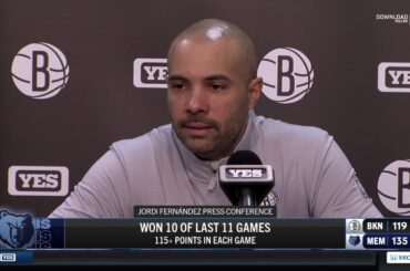 Head Coach Jordi Fernández after the Nets' 119-135 loss over the Grizzlies