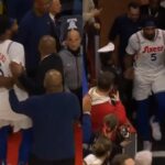 Andre Drummond ejected for pushing Wemby but gets brought back because Wemby flopped 😂
