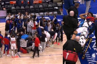 Pistons & Magic surround Jaden Ivey after scary injury then gets stretchered off