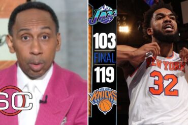 "Karl Anthony Towns is a MONSTER" - Stephen A. reacts to New York Knicks beat Utah Jazz 119-103