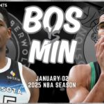 Boston Celtics vs Minnesota Timberwolves Full Game Highlights | Jan 2 | 2025 NBA Season