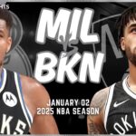 Milwaukee Bucks vs Brooklyn Nets Full Game Highlights | Jan 2 | 2025 NBA Season