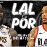Los Angeles Lakers vs Portland Trail Blazers Full Game Highlights | Jan 2 | 2025 NBA Season
