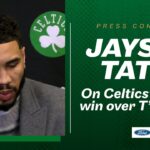 POSTGAME PRESS CONFERENCE | Tatum talks taking defensive matchup with Anthony Edwards