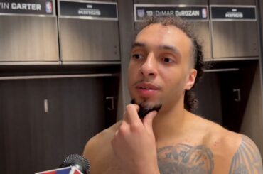 Davin Carter chats about making his NBA debut following his Kings 138-133 victory over Grizzlies