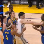 Zach Edey gets heated and shoves Draymond Green for flagrant 1 foul over shoulder