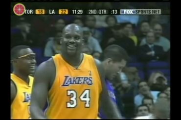 巴特尔Mengke Bateer Foul on Shaq！ NBA RS 2003.11.12 Toronto Raptors at Los Angeles Lakers Highlights！