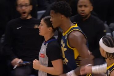 Bennedict Mathurin bumps ref and gets ejected after heated at foul call 😳