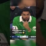 KAT wearing an Eagles sweater during Knicks vs. 76ers 👀