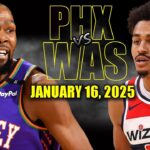 Phoenix Suns vs Washington Wizards Full Game Highlights - January 16, 2025 | NBA Regular Season
