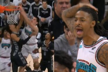 Zach Edey dunks on Victor Wembanyama and Ja Morant loved it 😱