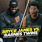 LeBron & Bronny James Were HYPED Watching Bryce James Vs Barnes Twins!