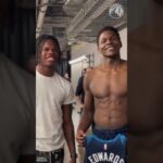 🦬 x 🐜 (via @Timberwolves/TT) #anthonyedwards #travishunter #NBA #heisman