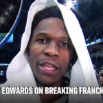Anthony Edwards reacts to breaking FRANCHISE RECORD & Timberwolves' win vs. Nuggets 🔥 | NBA on ESPN