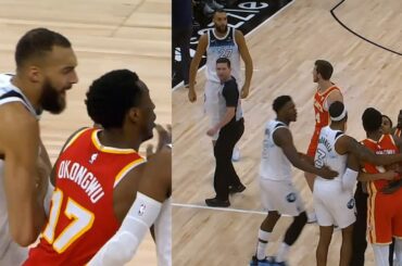 Rudy Gobert bumps Onyeka Okongwu for pushing him and Onyeka was ready to fight