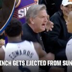 Chris Finch EJECTED as Anthony Edwards holds him back 😳 | NBA on ESPN