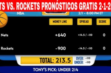 Brooklyn Nets vs Houston Rockets 2/1/2025 Pronósticos GRATIS de la NBA para Hoy