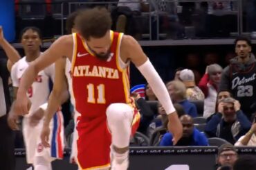Trae Young steps over Malik Beasley after hitting GAME WINNER over him vs Pistons