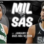 Milwaukee Bucks vs San Antonio Spurs Full Game Highlights | Jan 31 | 2025 NBA Season