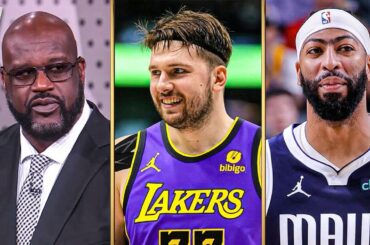 SHAQ & TNT crew REACTS to Luka Doncic & Anthony Davis Trade