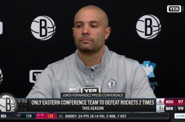 Head Coach Jordi Fernández after the Nets' win over the Rockets