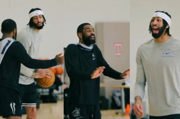 Anthony Davis and Kyrie Irving talking trash while going 1v1 at Mavs practice 😂