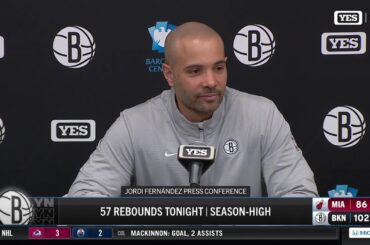 Head Coach Jordi Fernández after the Nets' defeat the Heat