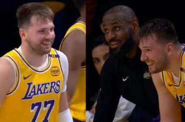 Luka Doncic laughs with LeBron while up BIG in Lakers Debut - Full Highlights
