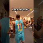 Kyrie took the trophy into Chuck’s Global Stars locker room 😂