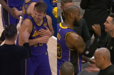 JJ Redick laughs with Luka Doncic and LeBron James after Lakers beat Nuggets 😂