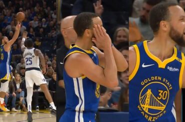 Steph Curry does night night celly and has words for PJ Washington in 3rd qtr 💀