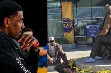 Kyrie Irving visits Kobe and Gigi statue before game vs Luka Doncic and Lakers ❤️