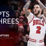 Lonzo Ball 14 pts 4 threes vs Raptors 24/25 season