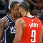 DeMar DeRozan and Dillon Brooks get heated in each others face then Brooks shoves DeMar 😳