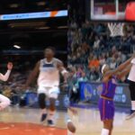 Bradley Beal shoves Anthony Edwards mid-air after Donte bounces it off ground for lob