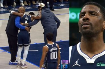 Kyrie Irving scary knee injury but gets carried to free throw line to shoot FT's