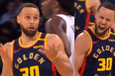 Steph Curry didn't know whether to do night night after clutch 3 vs Knicks 😂