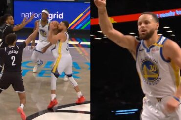 Steph Curry INSANE half court buzzer beater vs Nets and runs straight to locker room 😂