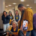 Stephen Curry meets up with Grandma Kitty after Warriors' game vs. the Nets | NBA on ESPN