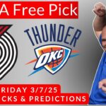 Trail Blazers vs Thunder - NBA Free Pick - Friday 3/7/25 #nbapicks #picksandparlays #nba