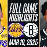 LAKERS VS NETS FULL GAME HIGHLIGHTS | March 10, 2025 | NBA Full Game Highlights Today 2K25